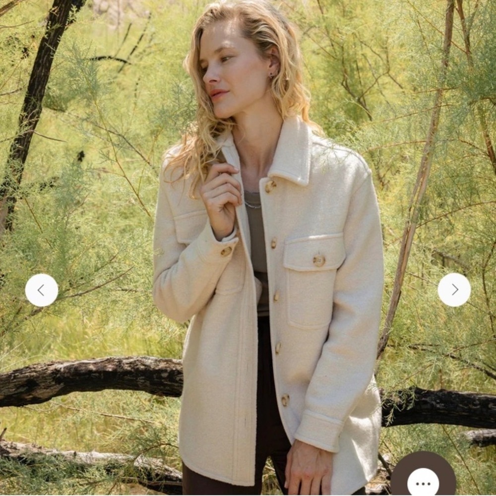 Cozy Earth Women Size XXL Bouclé Shacket Alabaster Merino Wool Jacket NWT - Picture 9 of 11